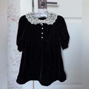 Elegant Black Kids Formal Dress with Lace Collar
